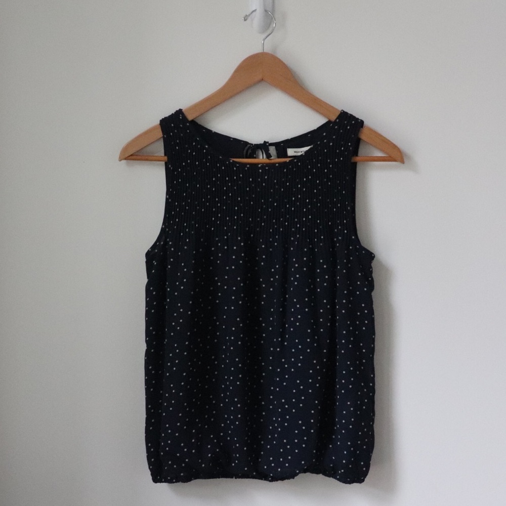 Navy Polk-a-dotted Tank Blouse